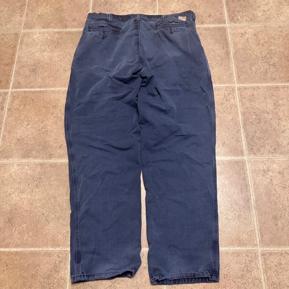 Carhartt FR Work Pants Mens 38x34 Navy Blue Excellent Flame Resistant Trousers